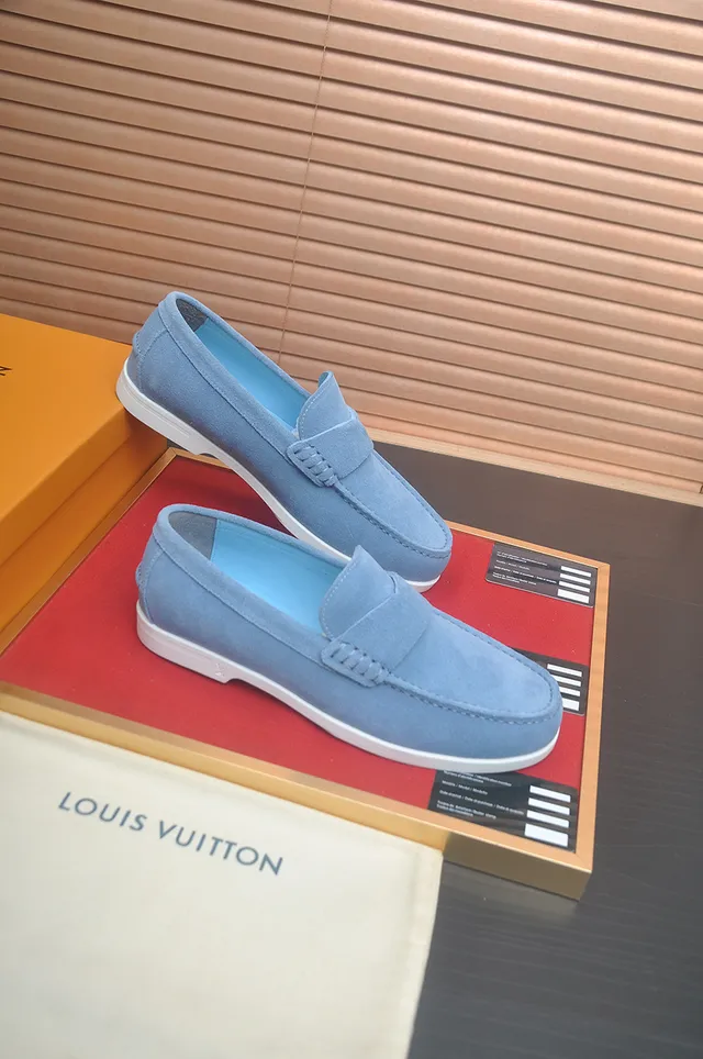 Louis Vuitton Run Away Light Blue Suede Loafers 4