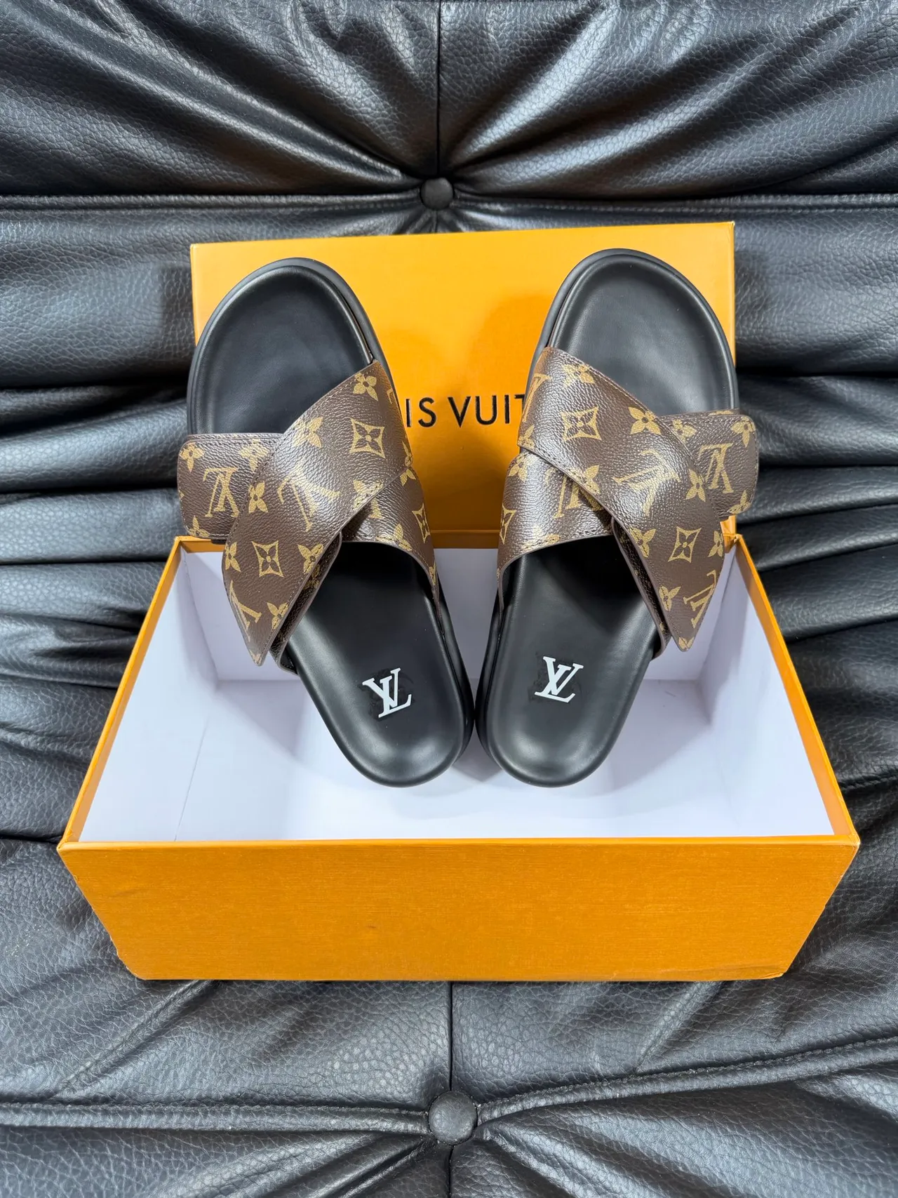 Louis Vuitton Run Away Monogram Canvas Cross-Strap Platform Slippers 3