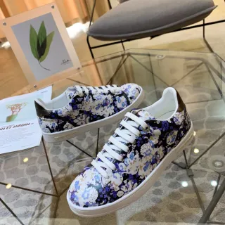 Louis Vuitton Run Away Sneakers Lifestyle Multicolor Blancos con Impresión Floral de Cuero en la Parte Superior y Cordones