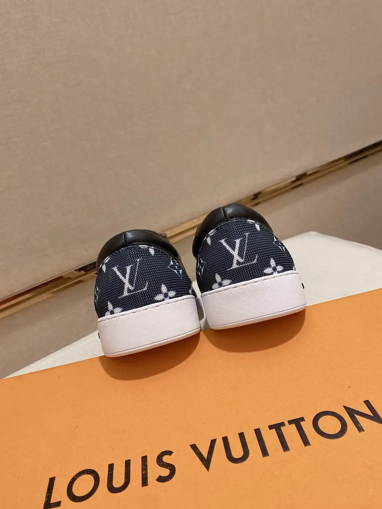 Louis Vuitton Run Away Navy White Slip-On Monogram Canvas Lifestyle Sneakers 3
