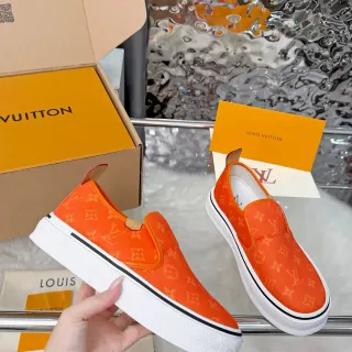 Louis Vuitton Run Away Orange White Slip-On Monogram Canvas Lifestyle Sneakers