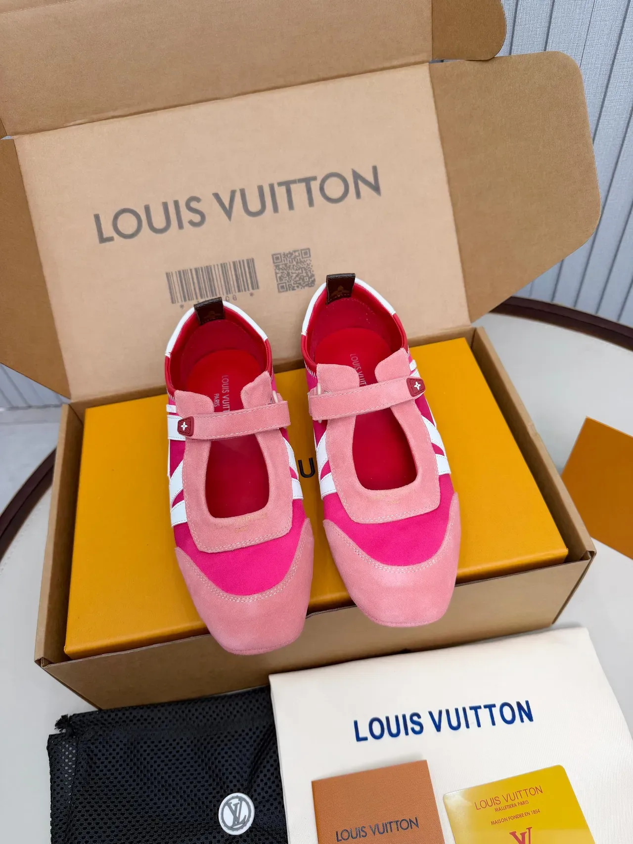 Louis Vuitton Run Away Pink and White Mary Jane Shoes 3