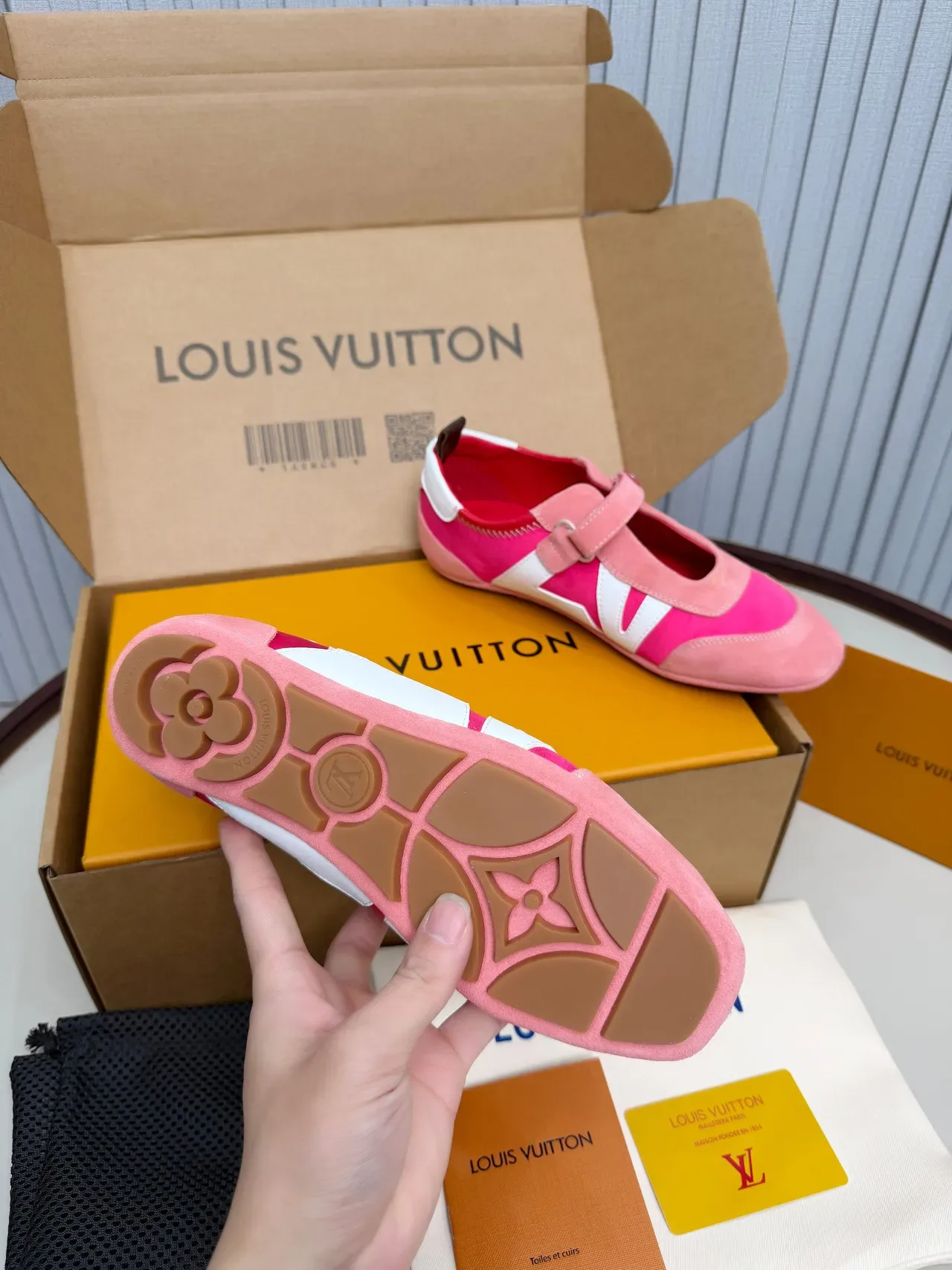 Louis Vuitton Run Away Pink and White Mary Jane Shoes 4