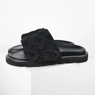 Louis Vuitton Run Away Slide Black Monogram Padded Strap Slippers