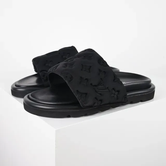 Louis Vuitton Run Away Slide Black Monogram Padded Strap Slippers 2
