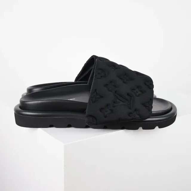 Louis Vuitton Run Away Slide Black Monogram Padded Strap Slippers 3