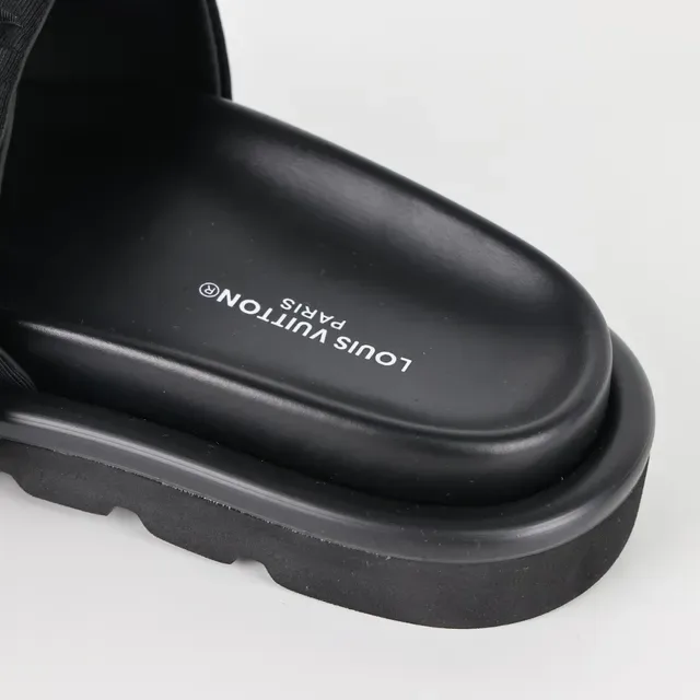 Louis Vuitton Run Away Slide Black Monogram Padded Strap Slippers 4
