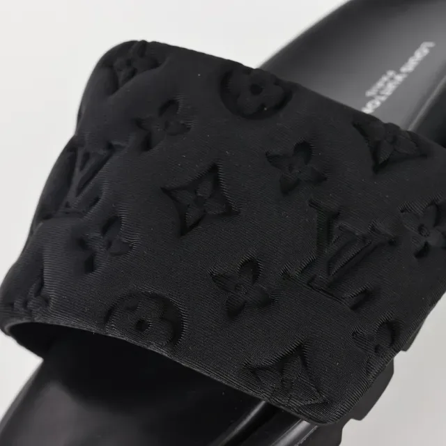 Louis Vuitton Run Away Slide Black Monogram Padded Strap Slippers 6