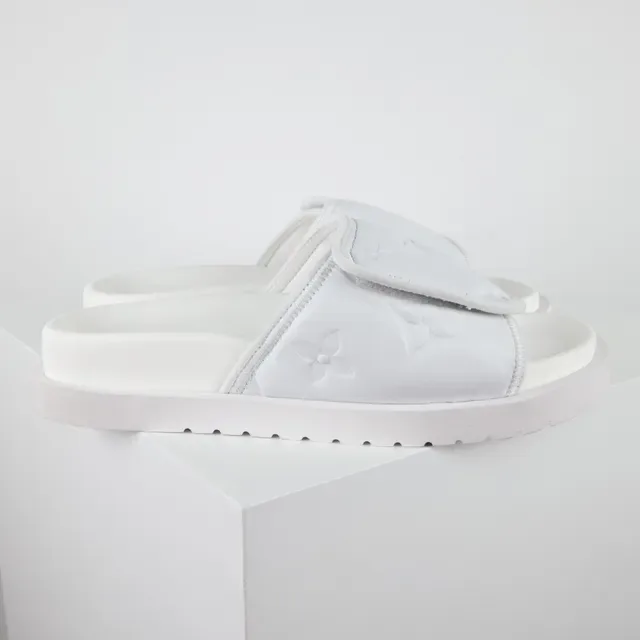 Louis Vuitton Run Away Slide सफेद Monogram चमड़ा स्लिपर्स 3