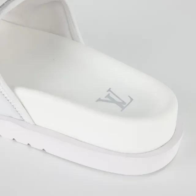 Louis Vuitton Run Away Slide सफेद Monogram चमड़ा स्लिपर्स 4
