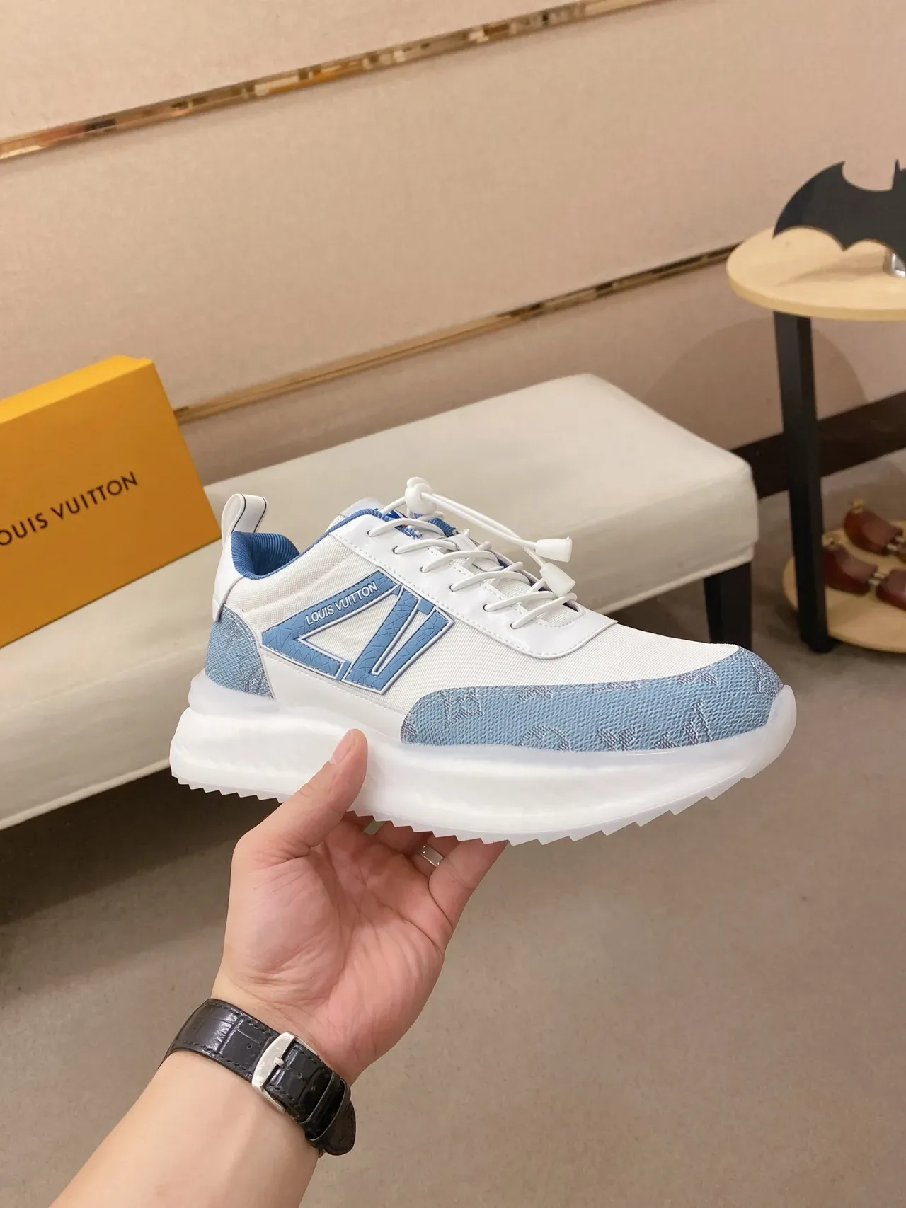 Louis Vuitton Run Away White and Light Blue Lifestyle Sneakers 4