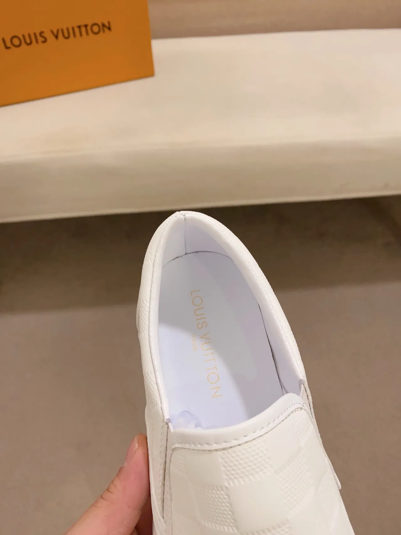 Louis Vuitton Run Away White Quilted Slip-On Lifestyle Sneakers 4