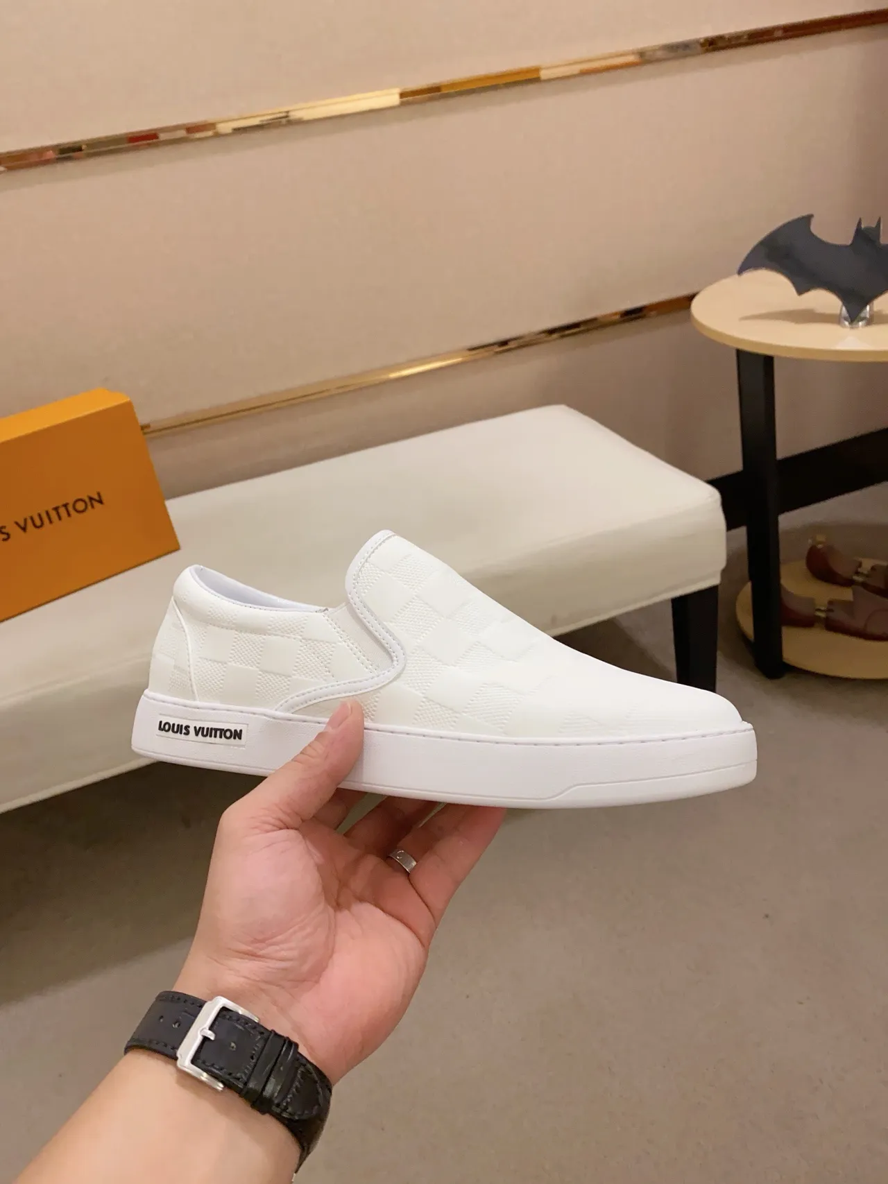Louis Vuitton Run Away White Quilted Slip-On Lifestyle Sneakers 5
