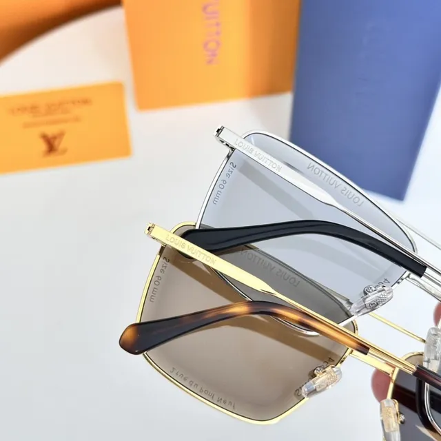 Louis Vuitton Silver Gray Rectangular Shield Thin Metal Frame Sunglasses 2