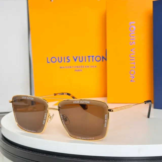 Louis Vuitton Silver Gray Rectangular Shield Thin Metal Frame Sunglasses 3