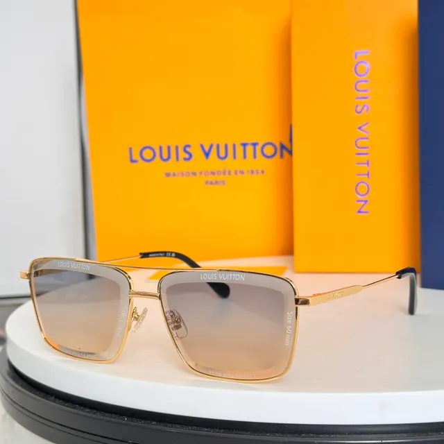 Louis Vuitton Silver Gray Rectangular Shield Thin Metal Frame Sunglasses 5