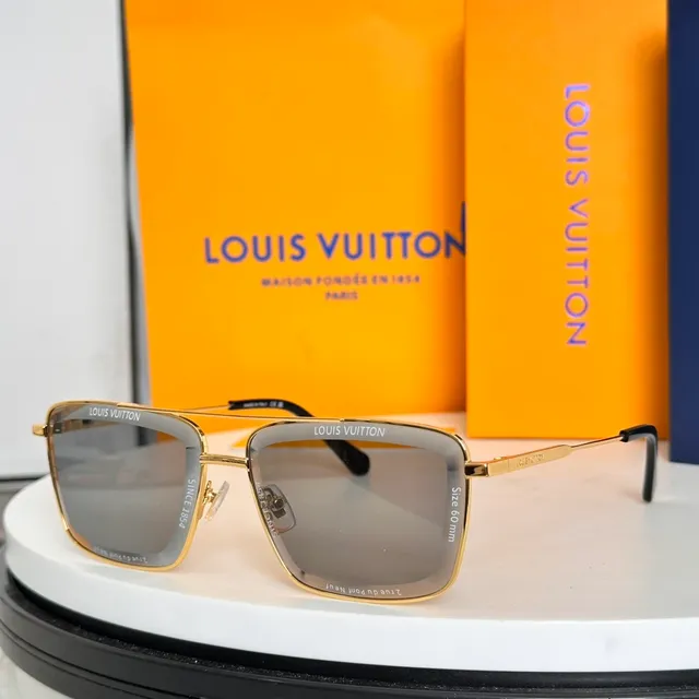 Louis Vuitton Silver Gray Rectangular Shield Thin Metal Frame Sunglasses 6