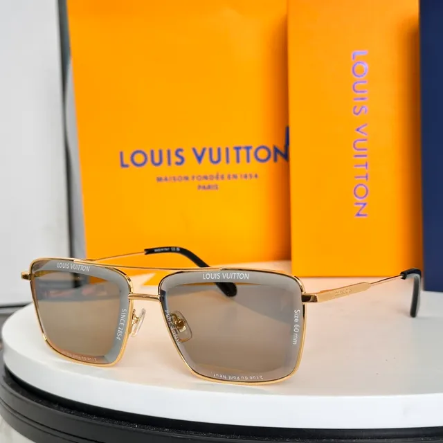 Louis Vuitton Silver Gray Rectangular Shield Thin Metal Frame Sunglasses 8