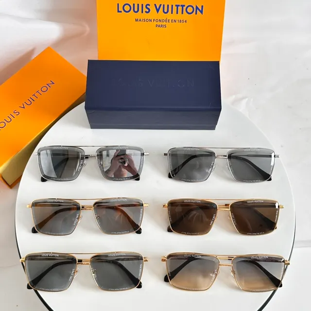 Louis Vuitton Silver Gray Rectangular Shield Thin Metal Frame Sunglasses 9