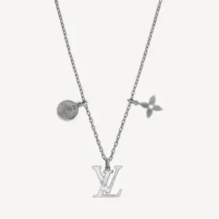 Louis Vuitton Silver Multi-Charm Monogram Pendant Necklace