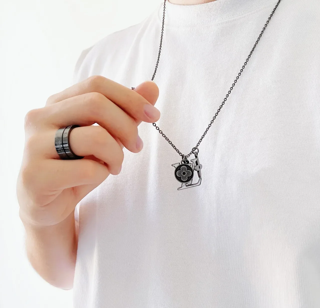 Louis Vuitton Silver Multi-Charm Monogram Pendant Necklace 3