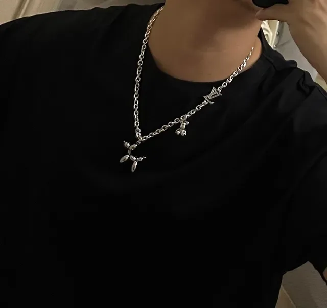 Louis Vuitton Silver-Tone LV Monogram Balloon Dog Pendant Necklace 2