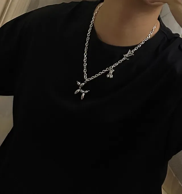 Louis Vuitton Silver-Tone LV Monogram Balloon Dog Pendant Necklace 4