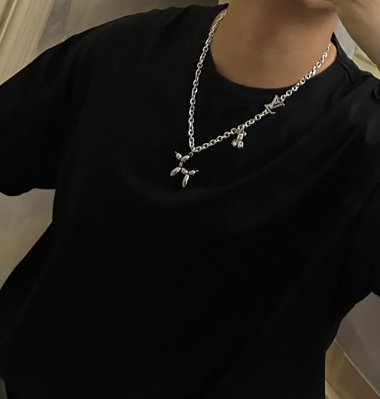 Louis Vuitton Silver-Tone LV Monogram Balloon Dog Pendant Necklace 7
