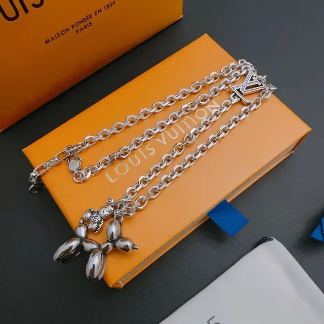 Louis Vuitton Silver-Tone LV Monogram Balloon Dog Pendant Necklace 8
