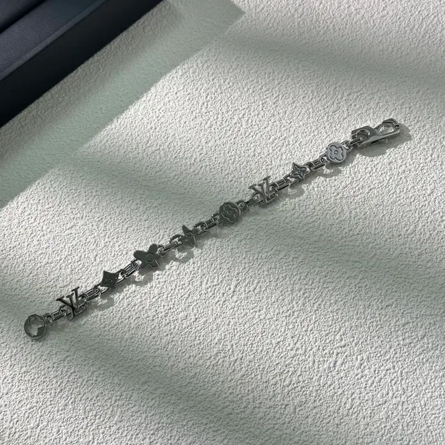 Louis Vuitton Silver White Multi-Charm Polished Metal Bracelet 2