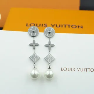 Louis Vuitton Silver White Multi-Component Drop Floral Monogram Motif Earrings