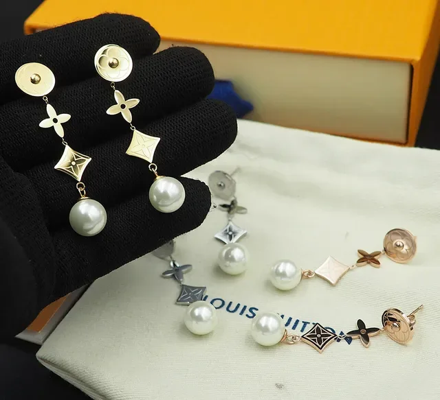 Louis Vuitton Silver White Multi-Component Drop Floral Monogram Motif Earrings 2