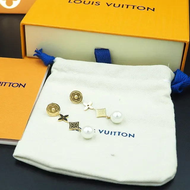 Louis Vuitton Silver White Multi-Component Drop Floral Monogram Motif Earrings 3