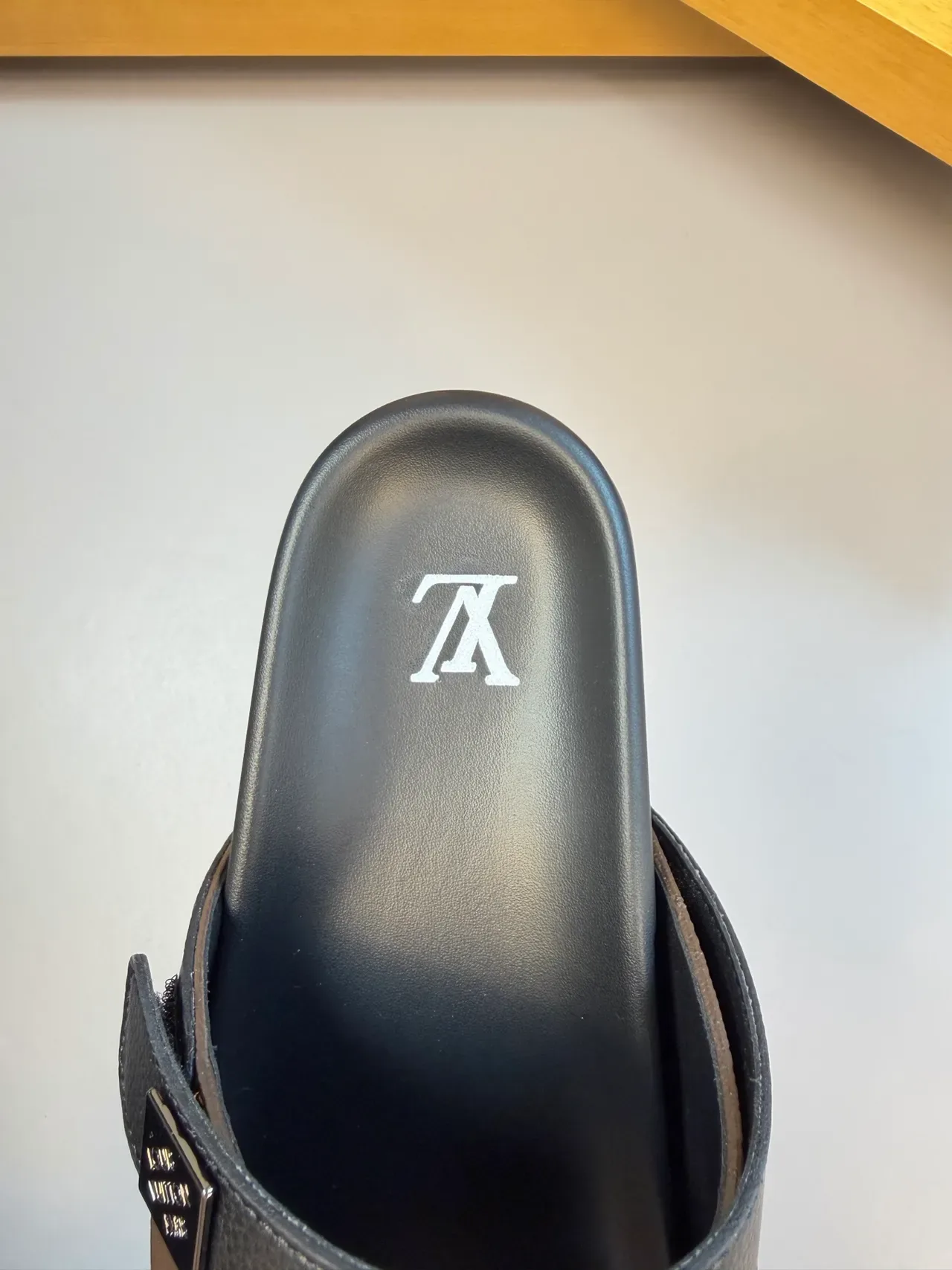 Louis Vuitton Slide Brown Black Monogram Canvas Leather Strap Slippers 3