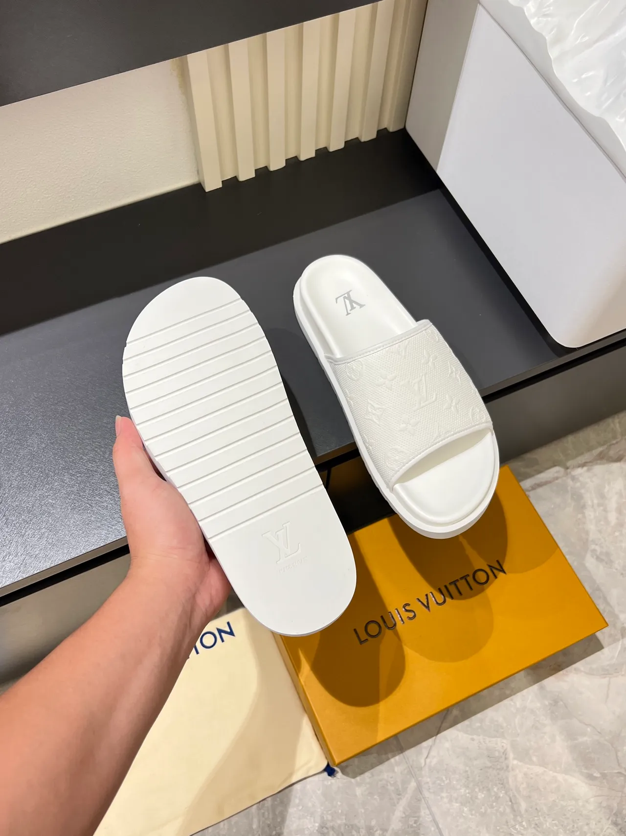 Louis Vuitton Slide Monogram Embossed Slippers 6