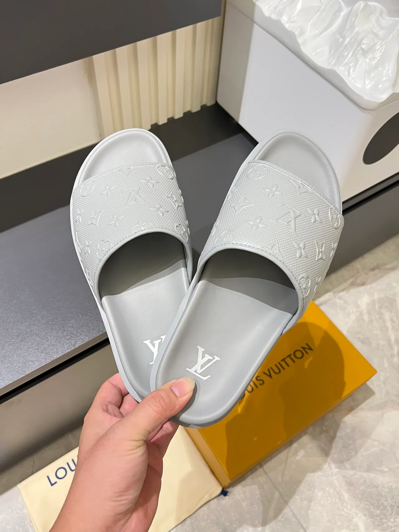 Louis Vuitton Slide Monogram Embossed Slippers 10
