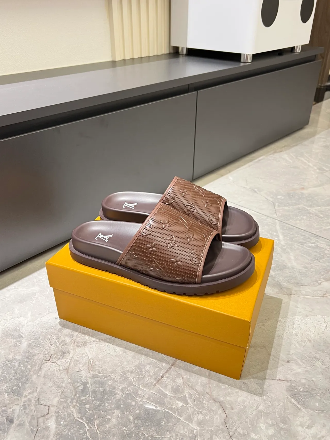 Louis Vuitton Slide Monogram Embossed Slippers 12