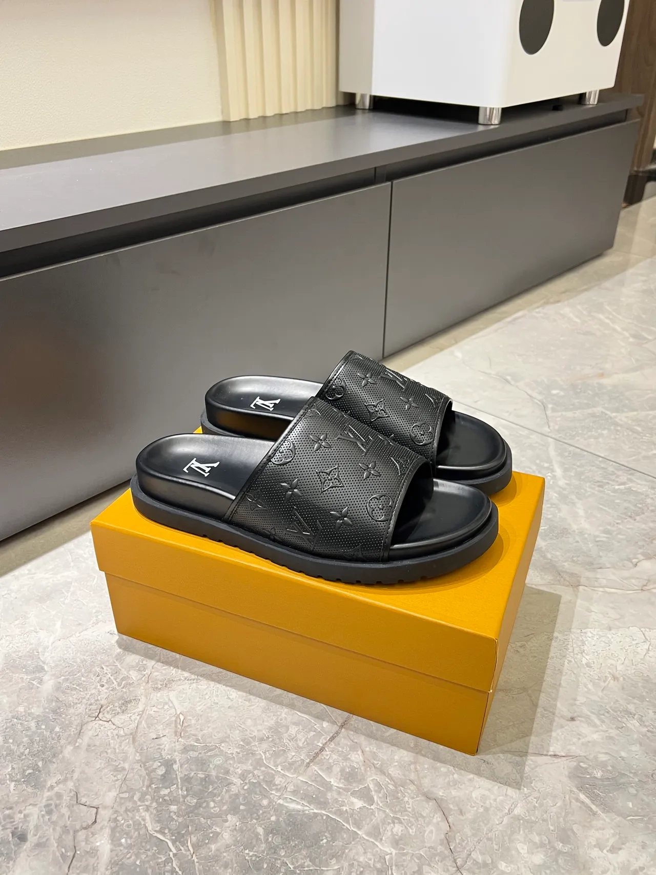Louis Vuitton Slide Monogram Embossed Slippers 13