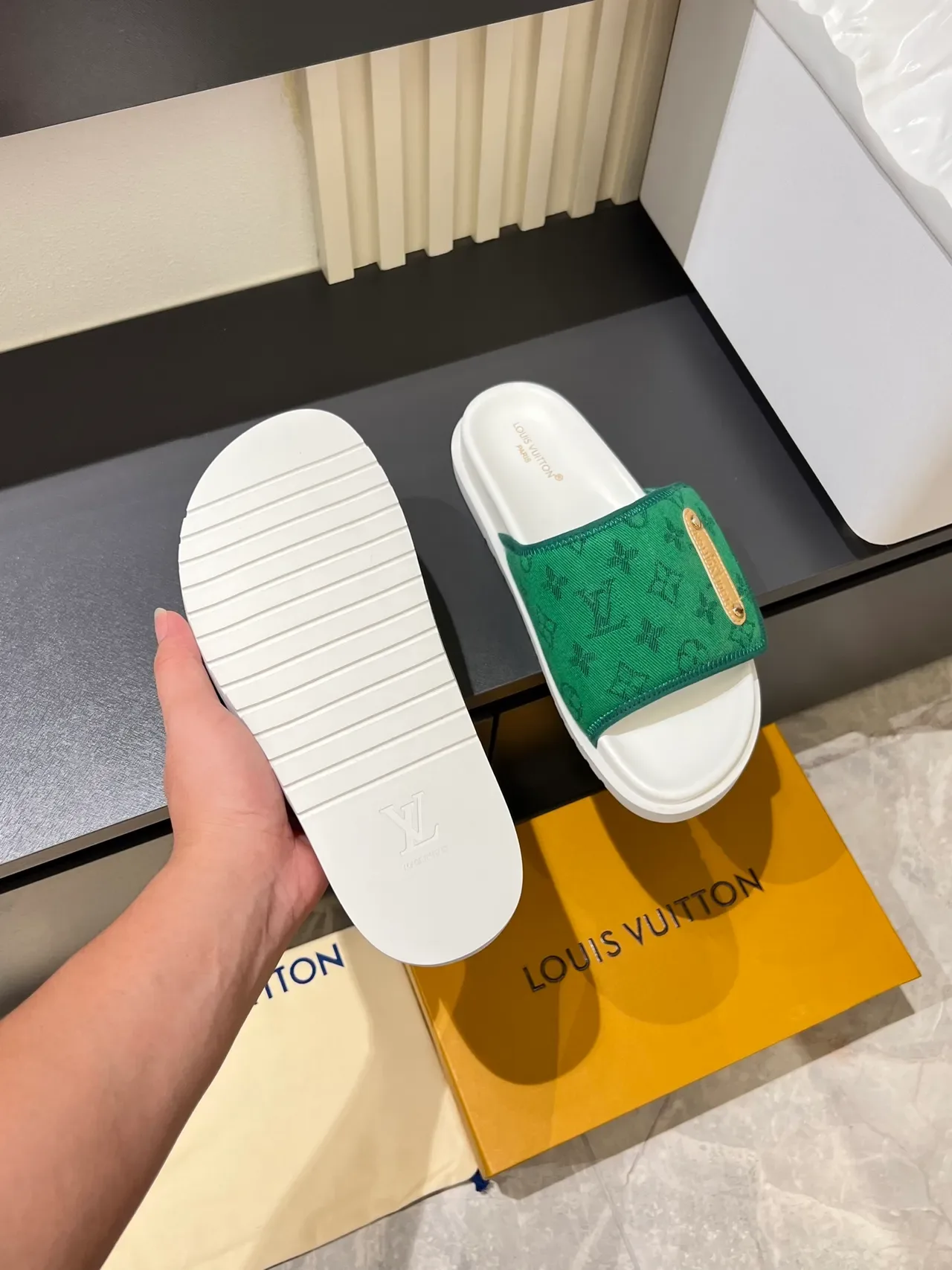 Louis Vuitton Slide Sandals Monogram Canvas Strap Slippers 2