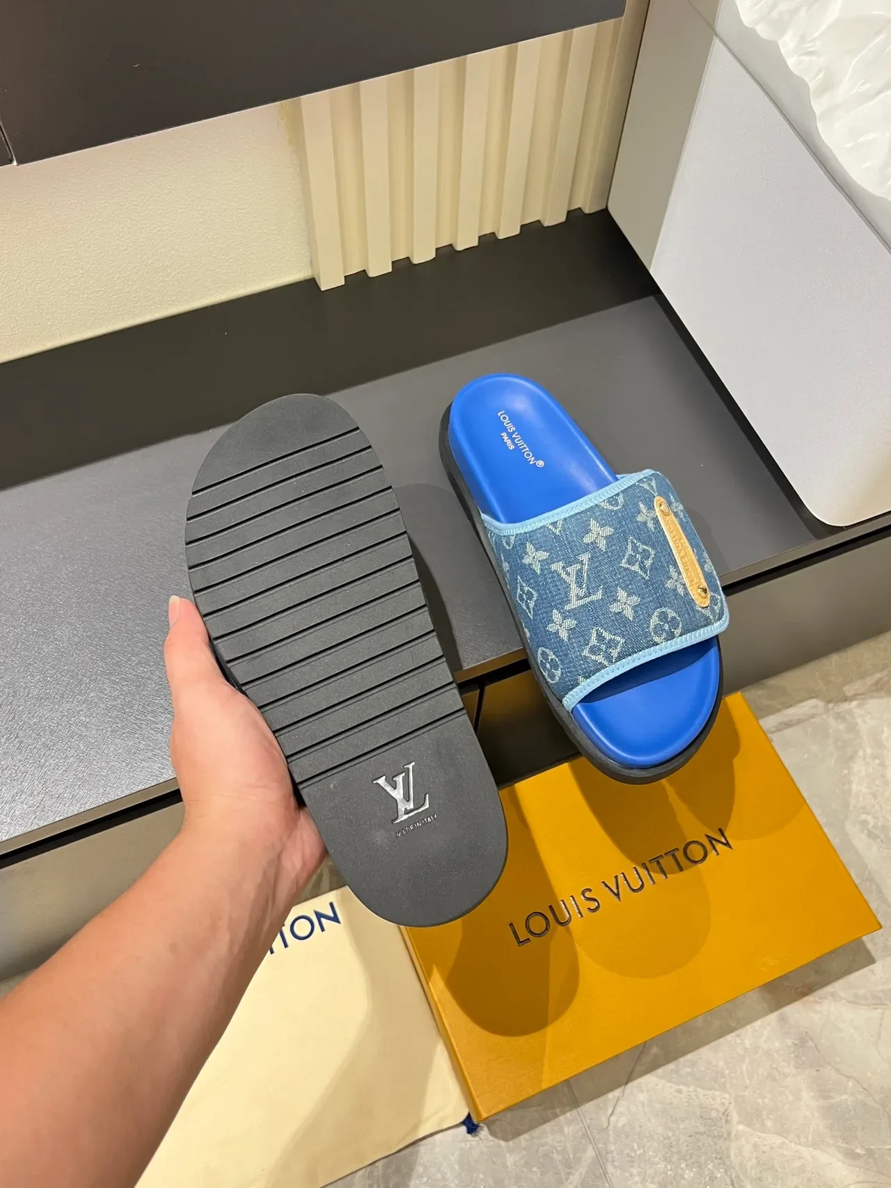 Louis Vuitton Slide Sandals Monogram Canvas Strap Slippers 3