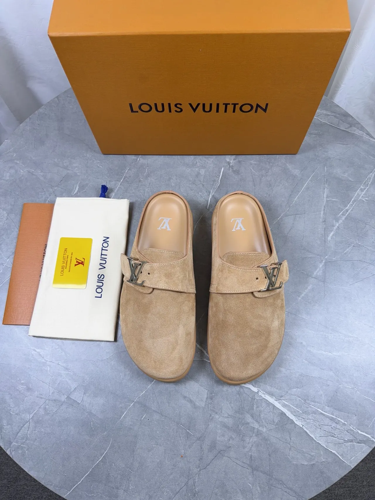Louis Vuitton Tan Suede LV Buckle Loafer 4