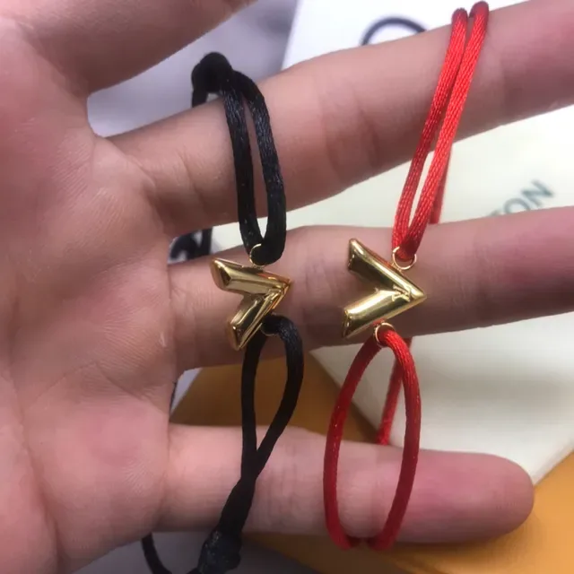 Louis Vuitton V Charm Red Cord Bracelet 2