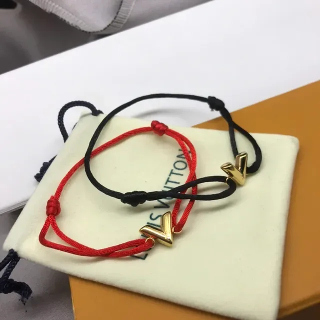 Louis Vuitton V Charm Red Cord Bracelet 3