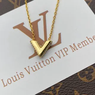 Louis Vuitton V Collection Gold-Tone Pavé 镶嵌坠饰项链