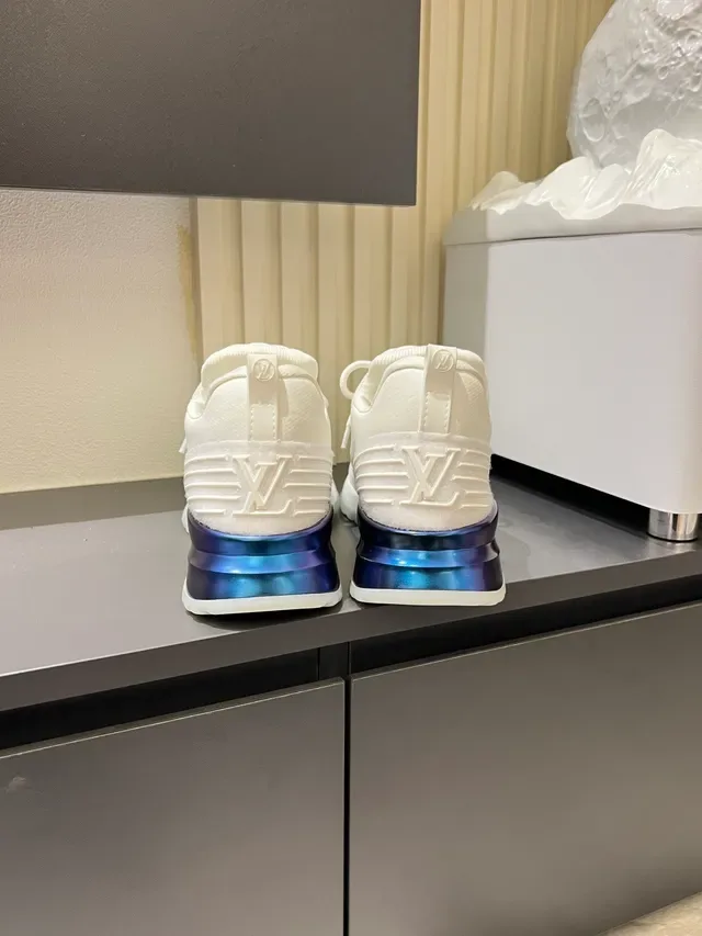 Louis Vuitton White Blue Knit Upper Iridescent Midsole Chunky Sneakers 2