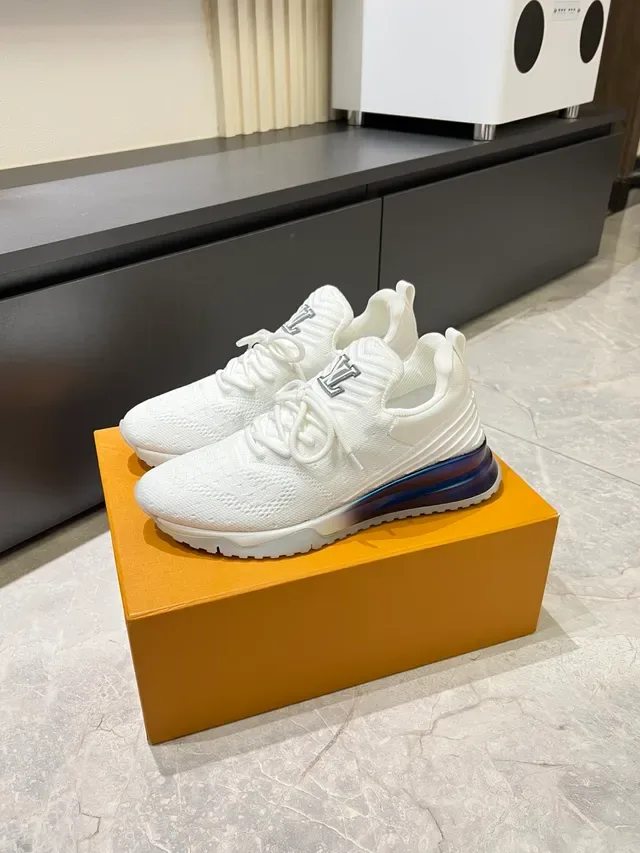 Louis Vuitton White Blue Knit Upper Iridescent Midsole Chunky Sneakers 5