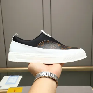 Louis Vuitton White Brown Slip-On Monogram Canvas Lifestyle Sneakers