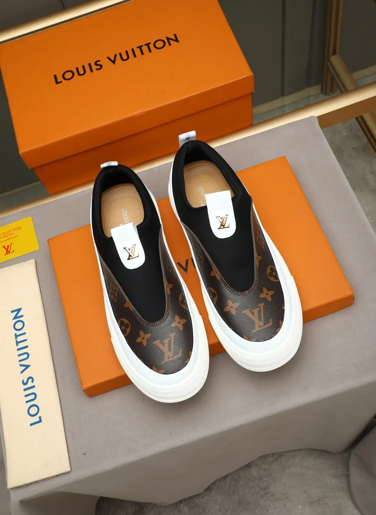 Louis Vuitton White Brown Slip-On Monogram Canvas Lifestyle Sneakers 2