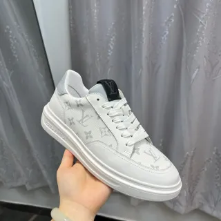 Louis Vuitton Branco Cinza Monogramado Lona Solado de plataforma Tênis lifestyle