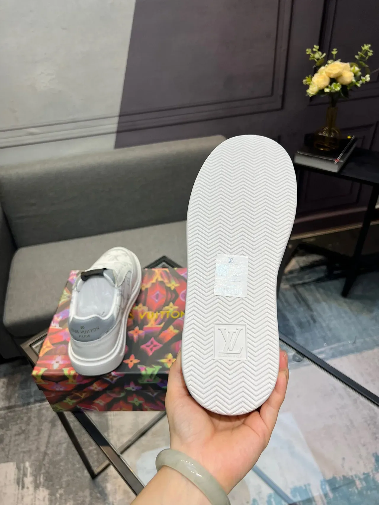 Louis Vuitton White Gray Monogrammed Canvas Platform Sole Lifestyle Sneakers 6